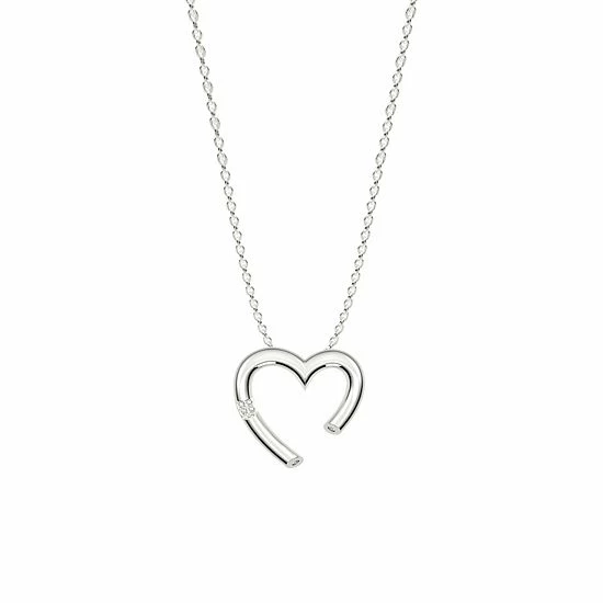 Wholesale ⌛ Unbranded Sterling Silver Diamond Accent Open Heart Pendant ❤️
