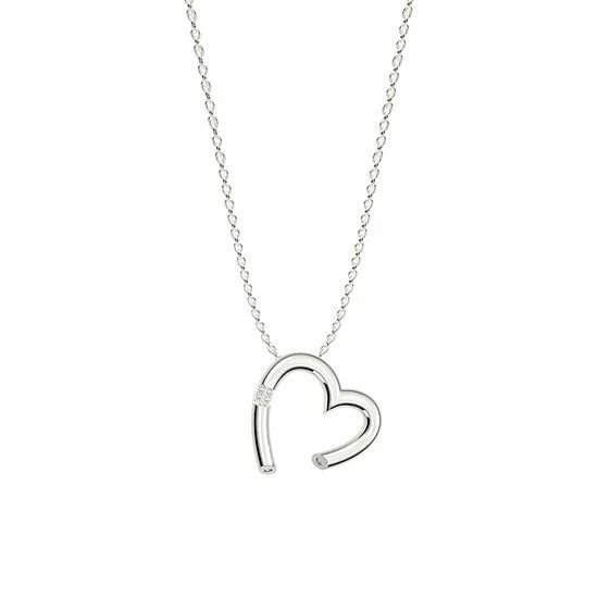Wholesale ⌛ Unbranded Sterling Silver Diamond Accent Open Heart Pendant ❤️ - Image 2