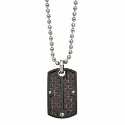Best reviews of 😀 Unbranded Men's Black Stainless Steel Black & Red Carbon Fiber Inlay 🦮 Dog Tag Necklace 👏