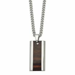 Wholesale ❤️ Unbranded Men's Stainless Steel Black Koa Wood Pendant Necklace 😉