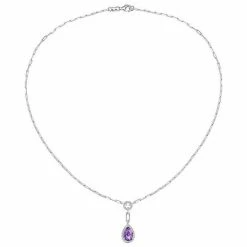 Cheapest 🎁 Unbranded Sterling Silver Amethyst & Lab-Created White Sapphire Pendant Necklace ⭐