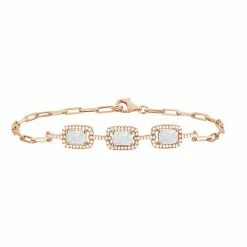 Wholesale 🎉 Unbranded 14k Rose Gold Over Silver Lab-Created Opal & Lab-Created White Sapphire Bracelet 🌟