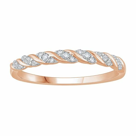 Discount ๐ฅฐ Unbranded 10k Rose Gold 1/8 Carat T.W. Diamond Stream Stackable Ring ๐งจ