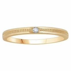 Outlet ✔️ Unbranded 10k Gold Diamond Accent Single Stone Textured Stackable Ring 👍