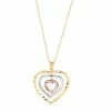 Coupon 🛒 Unbranded Tri-Tone 10k Gold Graduated Open Heart Pendant Necklace 🎁