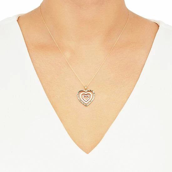 Coupon 🛒 Unbranded Tri-Tone 10k Gold Graduated Open Heart Pendant Necklace 🎁 - Image 3