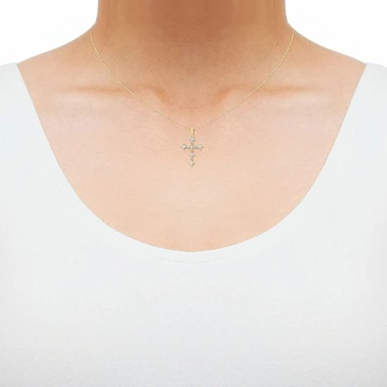 Buy โจ Unbranded 10k Gold 3/8 Carat T.W. Diamond Cross Pendant Necklace ๐ - Image 2