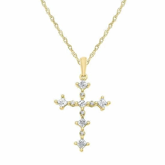 Buy โจ Unbranded 10k Gold 3/8 Carat T.W. Diamond Cross Pendant Necklace ๐ - Image 4