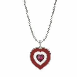 Best Pirce ✔️ Unbranded Sterling Silver Lab-Created Ruby & Enamel Heart Pendant Necklace 🔔