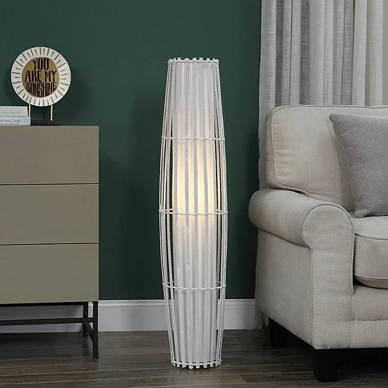 Best Sale ๐ Unbranded Tall White Fabric Inside Shade With Rattan Outer Shade Uplight ๐ฅ - Image 2