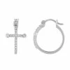 Outlet 😉 Unbranded 10kt White Gold 1/4 Carat T.W. Diamond Cross Hoop Earrings 🛒