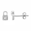 Cheap 💯 Unbranded Sterling Silver 1/6 Carat T.W. Diamond Lock Stud Earrings ✨