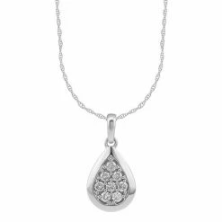 New 🥰 Unbranded Sterling Silver 1/4 Carat T.W. Diamond Pendant Necklace 😍