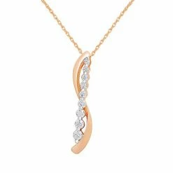 Outlet ❤️ Unbranded 10k Rose Gold 1/4 Carat T.W. Diamond Journey Pendant Necklace 👏