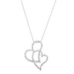 Coupon 👍 Unbranded 1/2 Carat T.W. Diamond 10k White Gold Double Heart Pendant Necklace 💯