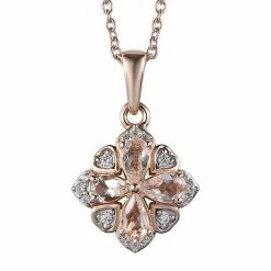 Budget 🛒 Unbranded 14k Rose Gold Over Silver Morganite & White Zircon Accent Pendant Necklace 🥰