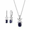 Deals 😍 Unbranded Sterling Silver Lab-Created Blue Sapphire & Cubic Zirconia Pendant & Earring Set ✔️