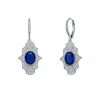 Cheapest 💯 Unbranded Sterling Silver Blue & White Cubic Zirconia Leverback Earrings 👍