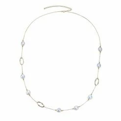 Buy 🎁 Unbranded 14k Gold Sterling Silver Freshwater Cultured Pearl Station Necklace ❤️