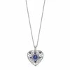 New 🔔 Unbranded Sterling Silver Lab-Created Ceylon Sapphire & Lab-Created White Sapphire Heart Pendant Necklace ❤️