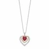 Outlet 🧨 Unbranded Two Tone Sterling Silver Lab-Created Ruby & Lab-Created Sapphire Heart Pendant Necklace 👍