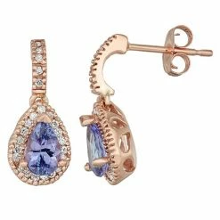 Best Sale ✨ Unbranded 14k Gold Tanzanite & 1/3 Carat T.W. IGL Certified Diamond Teardrop Earrings Rose 💯