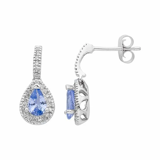 Best Sale ✨ Unbranded 14k Gold Tanzanite & 1/3 Carat T.W. IGL Certified Diamond Teardrop Earrings Rose 💯 - Image 3