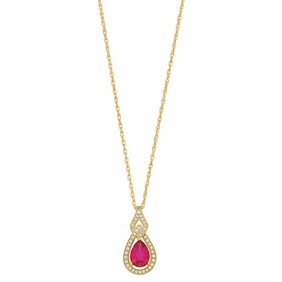 Best deal 👏 Unbranded 10k Gold Gemstone & 1/6 Carat T.W. Diamond Pendant Ruby ⌛ - Image 2