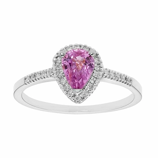 Promo 🛒 Unbranded The Regal Collection 14k Gold Pink Sapphire & 1/10 Carat T.W. IGL Certified Diamond Teardrop Ring Yellow ✨ - Image 4