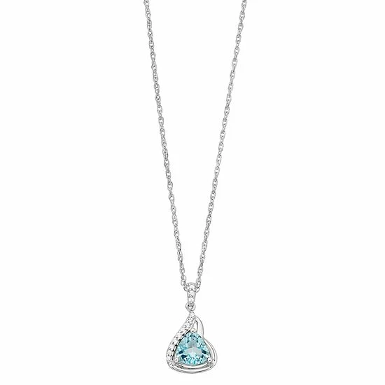 Best deal ๐ฅ Unbranded Sterling Silver Simulated Aquamarine & Lab-Created White Sapphire Pendant Necklace ๐