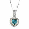 Promo ✨ Unbranded Two Tone Sterling Silver Lab-Created Blue Spinel & Cubic Zirconia Heart Pendant Necklace 🌟