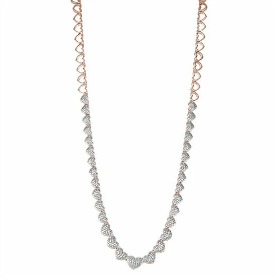 Discount ๐ฅฐ Unbranded 14K Rose Gold Over Sterling Silver 1/10 Carat T.W. Diamond Hearts Necklace ๐