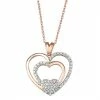 Flash Sale 🛒 Unbranded 10k Rose Gold 1/4 Carat T.W. Diamond Triple Heart Pendant 🧨