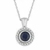 Budget 🥰 Unbranded 10k White Gold Sapphire & 1/10 Carat T.W. Diamond Halo Pendant Necklace 👍