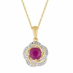 Cheap 👏 Unbranded 10k Gold Ruby & Diamond Accent Love Knot Pendant Necklace 😉
