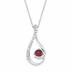 Cheap 🎁 Unbranded 10k White Gold Garnet & 1/10 Carat T.W. Diamond Teardrop Pendant Necklace 🔥