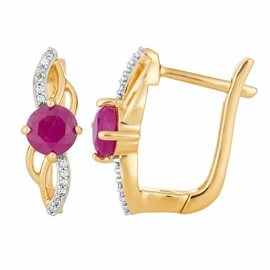 Wholesale 🔔 Unbranded 10k Gold Ruby & Diamond Accent Latch Back Earrings 👏