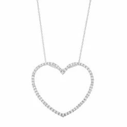 Outlet 🔥 Unbranded 10k White Gold 1 Carat T.W. Diamond Heart Pendant Necklace 🔔