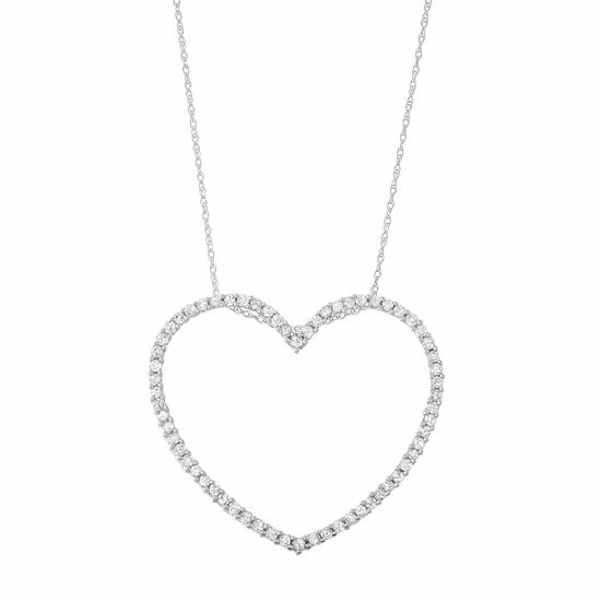 Outlet 🔥 Unbranded 10k White Gold 1 Carat T.W. Diamond Heart Pendant Necklace 🔔