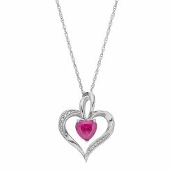 Wholesale 💯 Unbranded Sterling Silver Lab-Created Pink Sapphire Heart Pendant Necklace 🧨