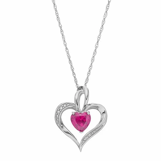 Wholesale ๐ฏ Unbranded Sterling Silver Lab-Created Pink Sapphire Heart Pendant Necklace ๐งจ