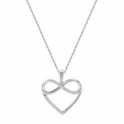 Top 10 😀 Unbranded 10k White Gold 1/10 Carat T.W. Diamond Infinity Heart Pendant Necklace 🤩