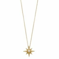 New 🧨 Unbranded 14k Gold Diamond Accent North Star Pendant Necklace 🎁
