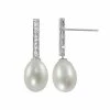 Deals 😍 Unbranded 14k White Gold Freshwater Cultured Pearl And Diamond Accent Drop Earrings 👍