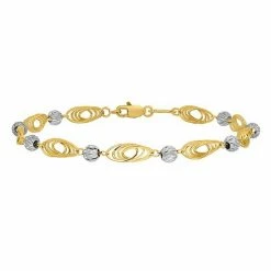 Wholesale ✨ Unbranded 14k Gold Two Tone Oval Links & Beads Bracelet ❤️