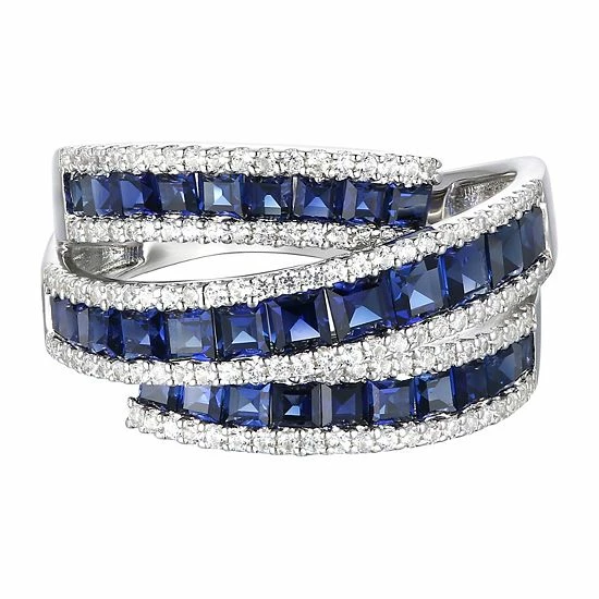 Wholesale ✨ Unbranded Sterling Silver Lab-Created Blue & White Sapphire Ring ❤️