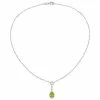 Hot Sale 👍 Unbranded Sterling Silver Peridot & Lab-Created White Sapphire Pendant Necklace 🎉