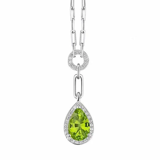 Hot Sale 👍 Unbranded Sterling Silver Peridot & Lab-Created White Sapphire Pendant Necklace 🎉 - Image 2