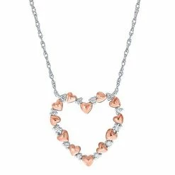 Promo ⭐ Unbranded Two Tone 10k Gold 1/6 Carat T.W. Diamond Heart Pendant Necklace 👍