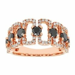 Best deal ⭐ Unbranded 10k Rose Gold 1 1/2 Black & White Diamond Open Cut Ring 🥰